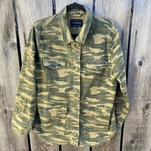 Women's Lucky Brand Jacket Camo Pockets L Military Streetwear Cotton Heritage